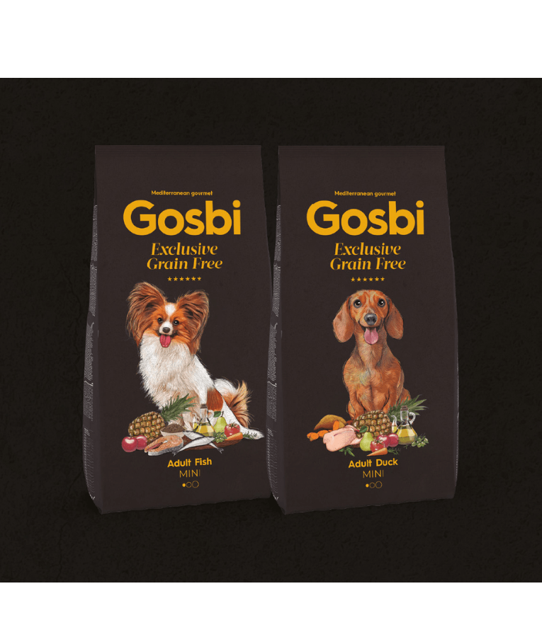 Gosbi - Exclusive Grain Free, Hypoallergenic, Duck Adult Dry Dog Food For Small and Mini Breeds - 2kg