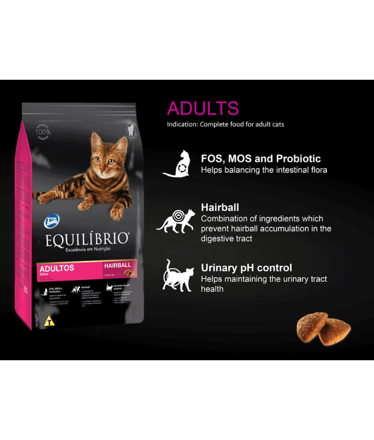 Equilibrio Hairball Adult Cat Food 2kg - 7.5kg