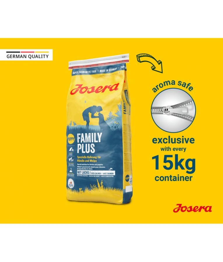 Josera - Family Plus Mother & Puppy, Salmon & Rice, Pregnancy & Puppy Growth, High Energy & Protein, Gluten-Free - 12.5 kg
