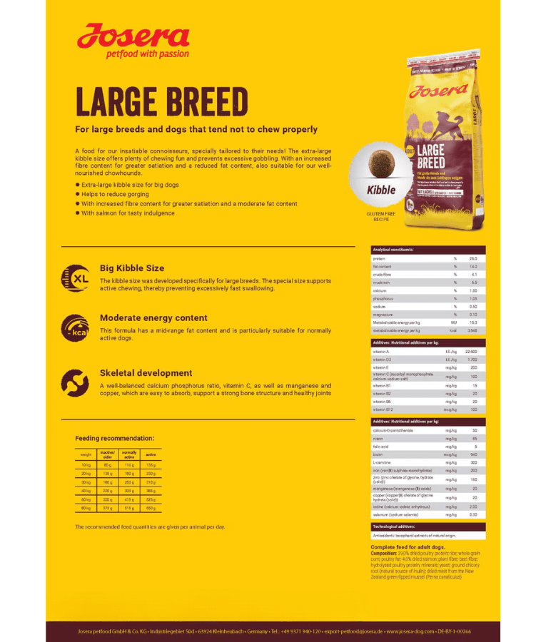 Josera - Large Breeed Chicken & Rice, Adult Dry Dog Food - 12.5 kg