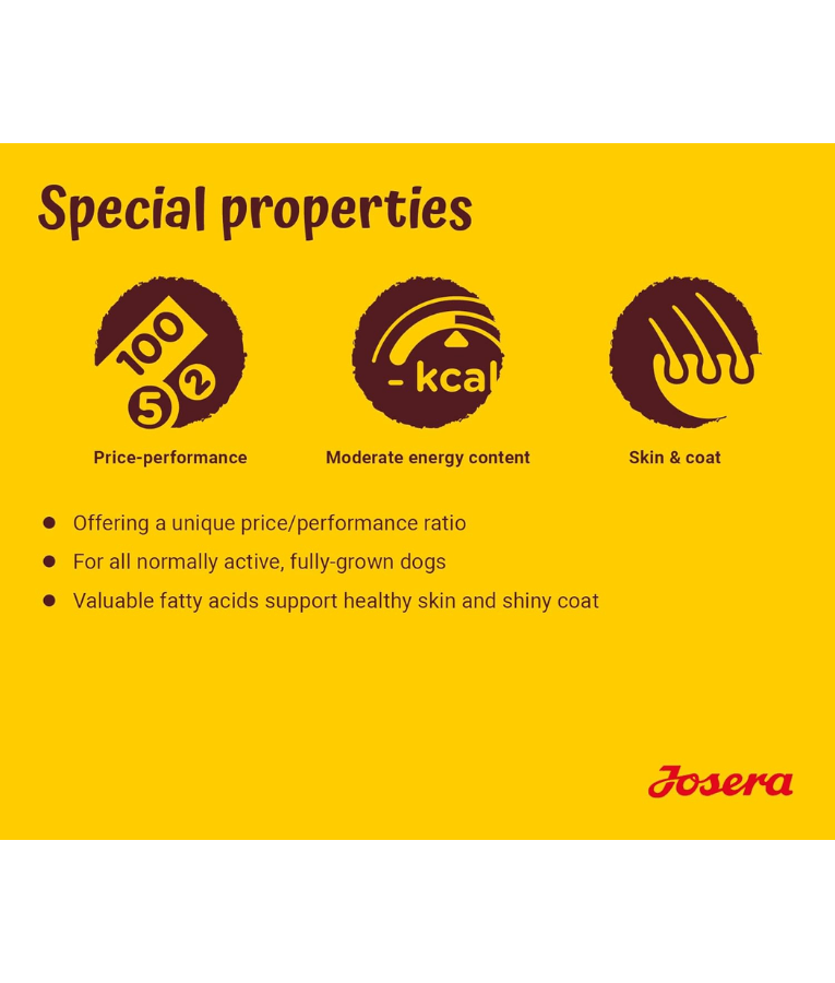 Josera - Poultry, Chicken & Rice, Gluten-Free with Immune Plus & Yeast Cell Walls, Sensitive Stomach Dry Dog Food for Adult All Breed Sizes - 900 g -12.5kg