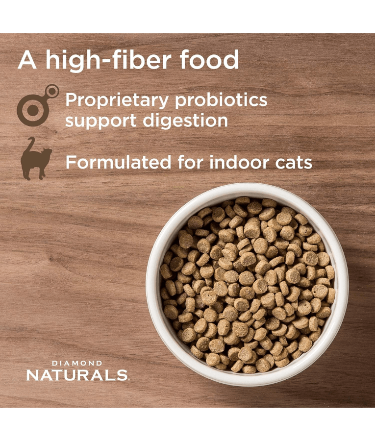 Diamond Naturals - Indoor Chicken & Rice Cat Adult Dry Food - Hairball Control - 3kg