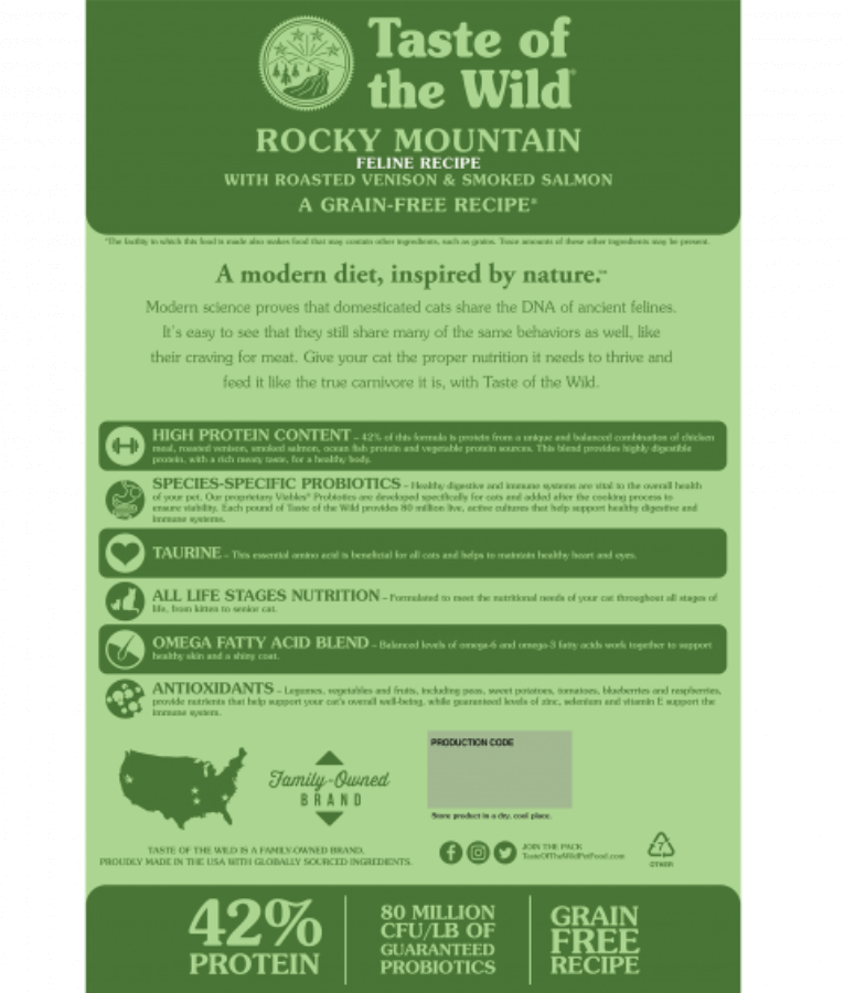 Taste of The Wild - Rocky Mountain Feline Formula with Roasted Venison & Smoked Salmon 2kg