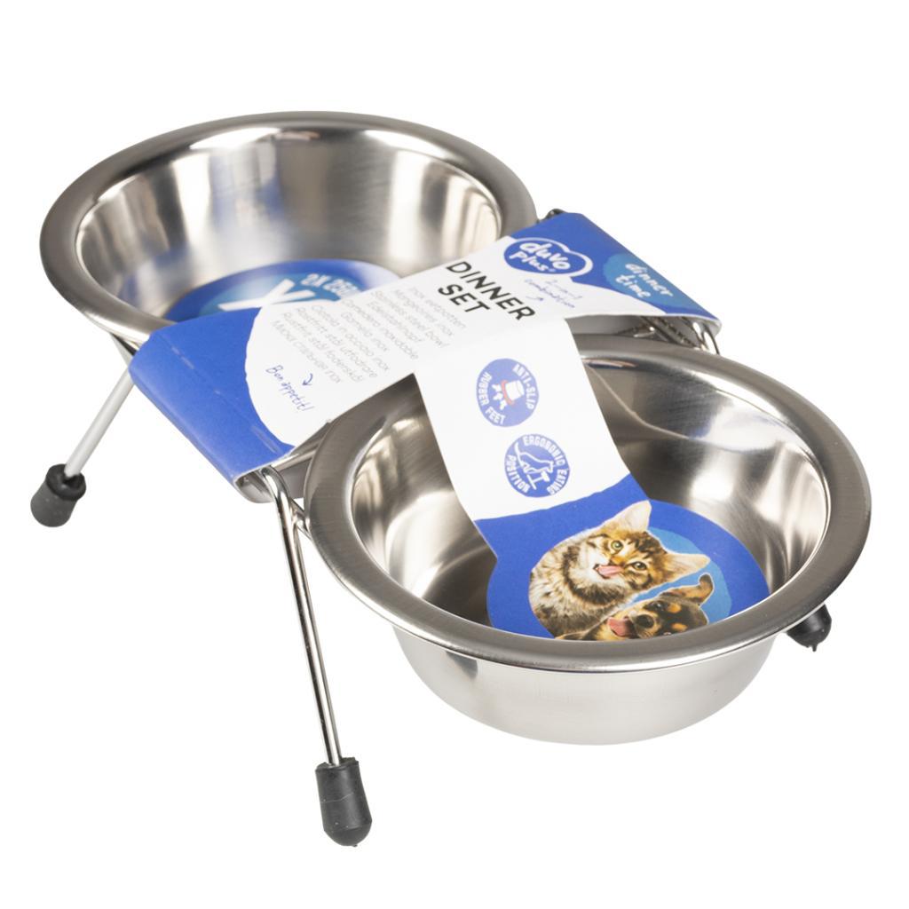 Stainless Steel Elevated Dinner Bowl Set