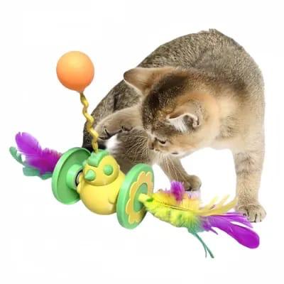 Spinning Feather & Ball Cat Toy