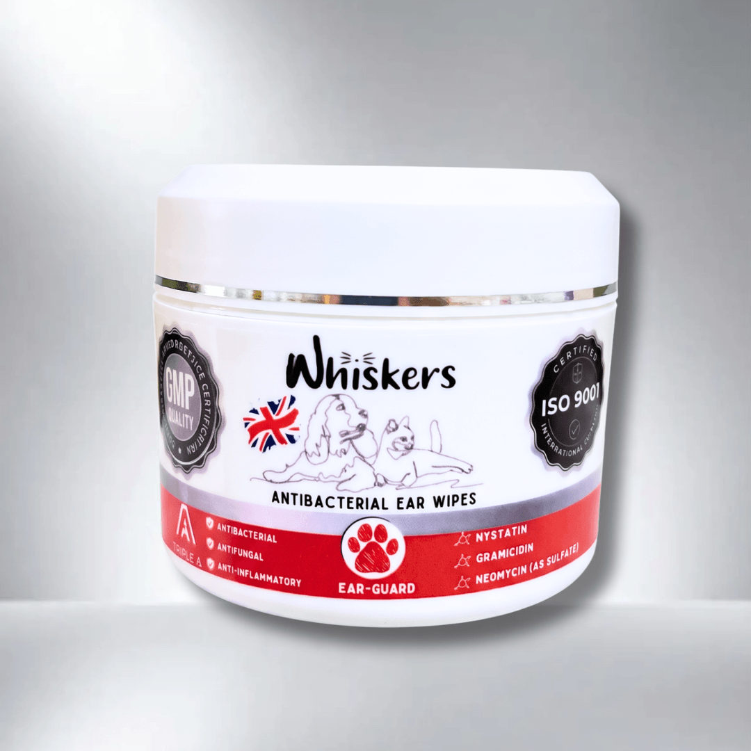 Whiskers Anti-Bacterial Ear Wipes for Dogs & Cats