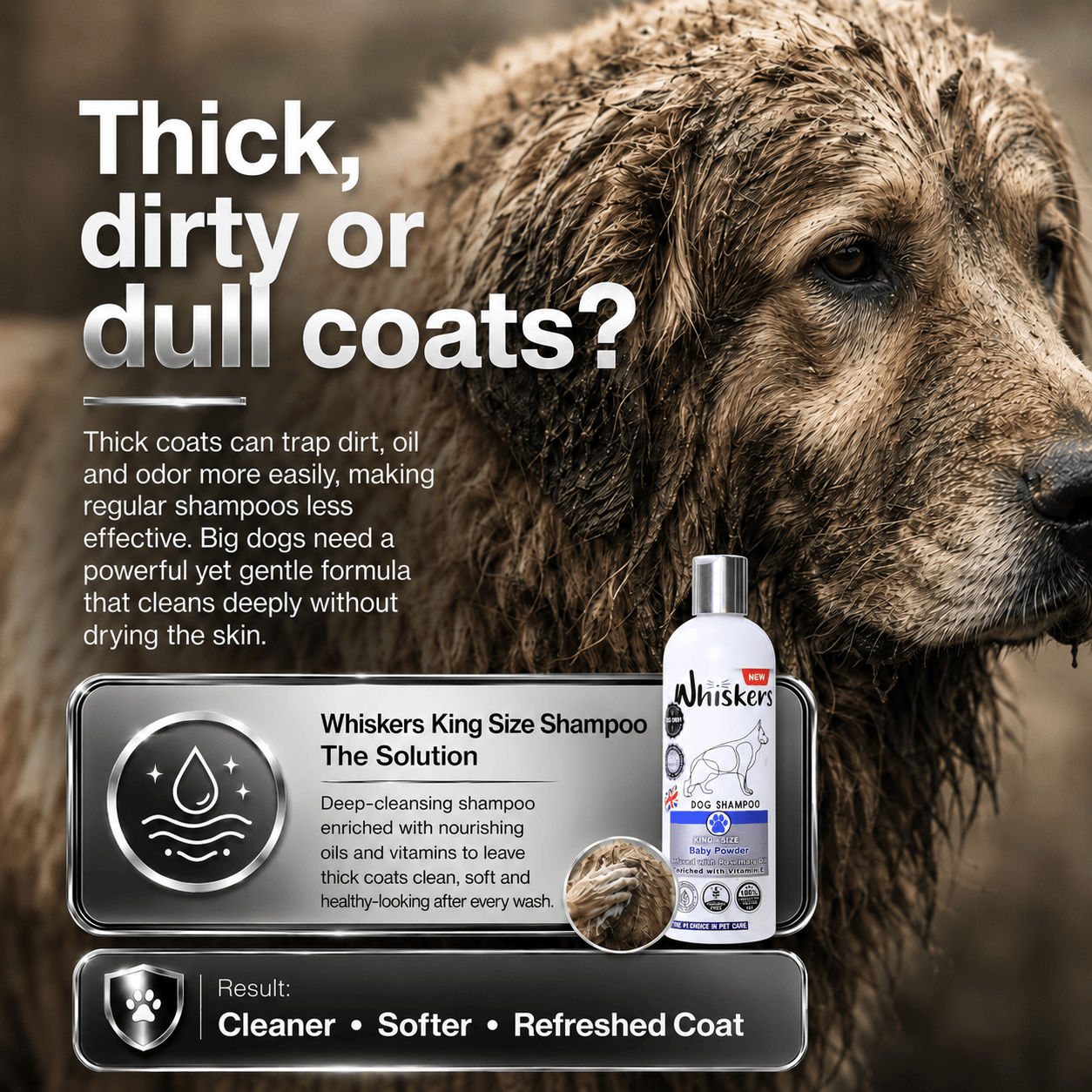 Whiskers King Size Pet Shampoo – Baby Powder  for Dogs & Cats