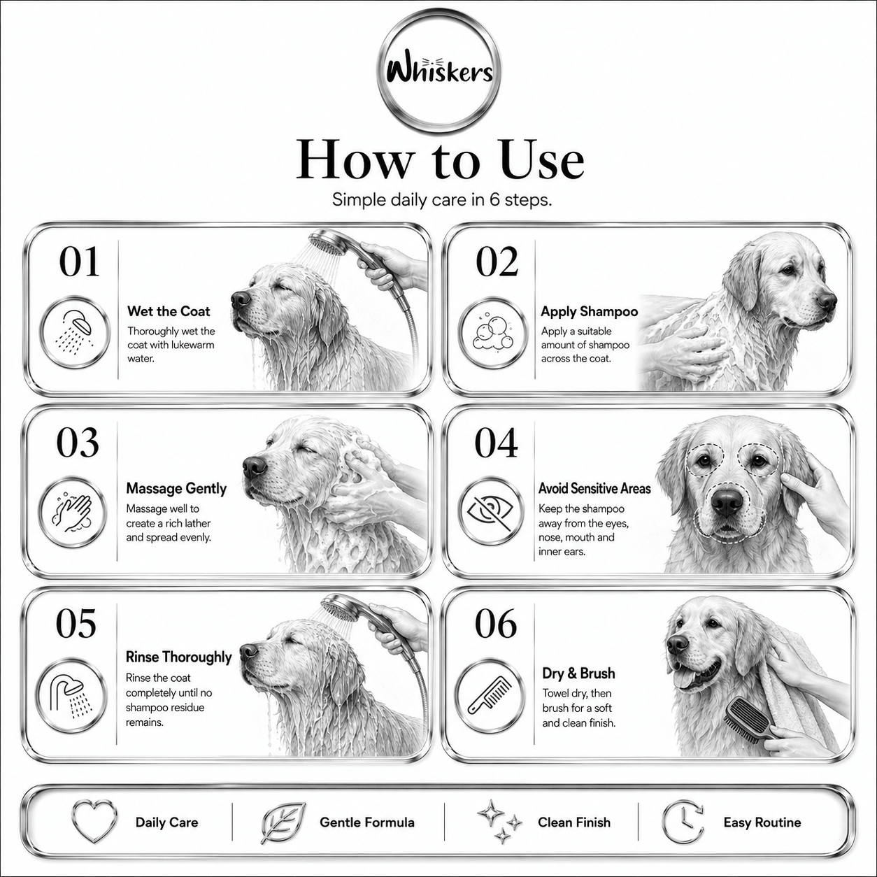 Whiskers Anti Fleas & Ticks Shampoo for Dogs & Cats