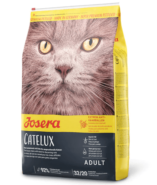 Josera – Catelux Dry Cat Food – Duck Formula for Hairball Control, Skin & Coat Health, and Urinary Support – Perfect for Finicky Cats, 2kg