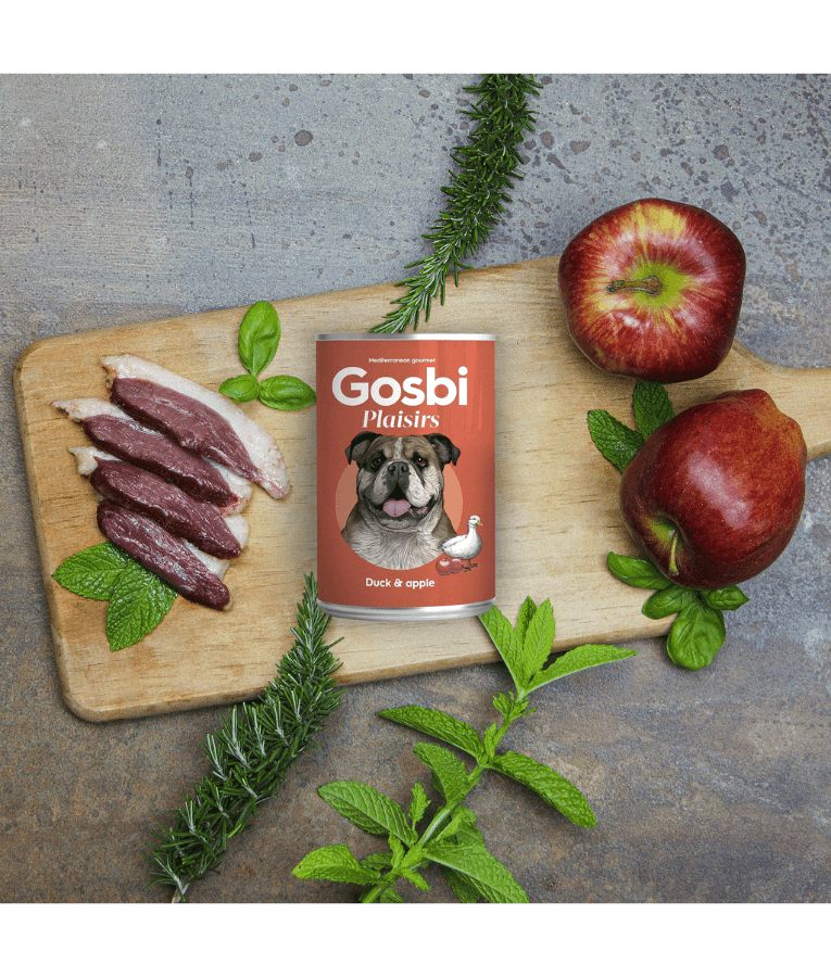 Gosbi - Plaisirs, Grain-Free Duck & Apple Adult Complementary Wet Dog Food, High EnergyContent, All-Natural For Active Dogs 150g-400g