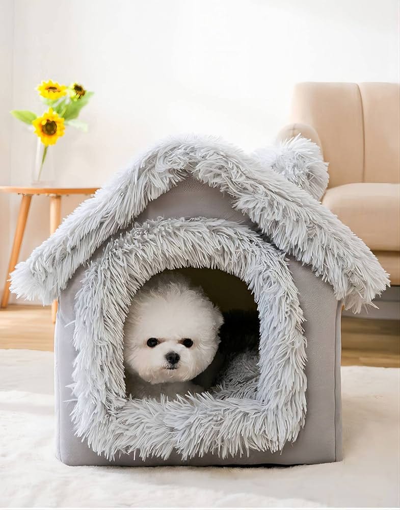 Shaggy Plush Pet House Bed