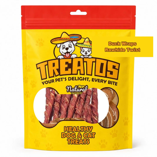 TREATOS Duck Wraps Rawhide Twist