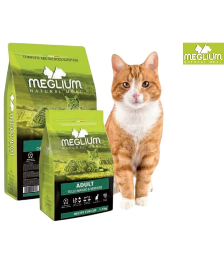 Meglium - Natural Meal With Chicken, Beef & Vegetables, Complete Balanced Nutrition, Adult, Dry Cat Food - 1.5kg