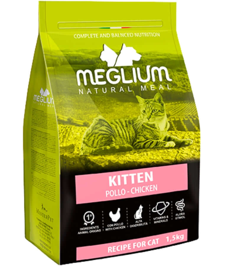Meglium - Natural Meal With Chicken, Complete Balanced Nutrition, Kitten Dry Food - 1.5kg
