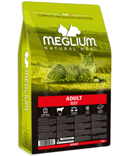 Meglium - Natural Meal With Beef, Complete Balanced Nutrition, Adult, Cat Dry Food - 10kg
