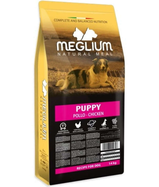 Meglium - Natural Meal With Chicken, Complete Balanced Nutrition, For Puppies, All Breeds Sizes, Dry Dog Food - 2.5kg - 14kg