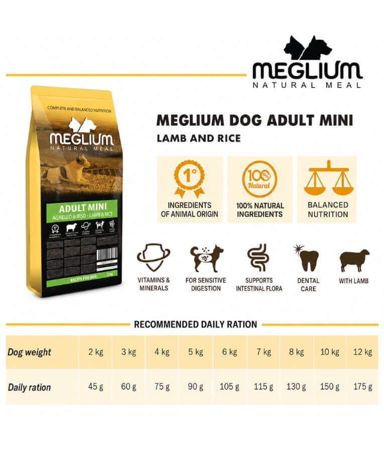 Meglium - Natural Meal With Lamb & Rice, Adult, Mini & Small Breed, Dry Dog Food - 2kg