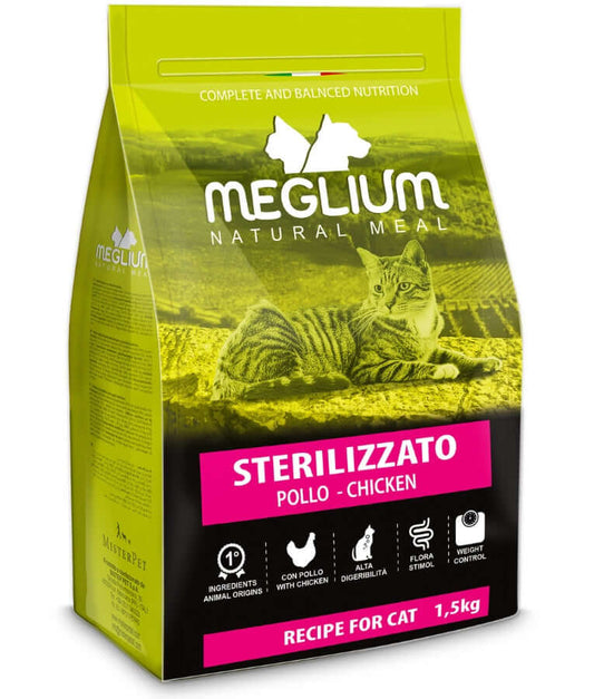 Meglium - Natural Meal With Chicken, Sterilised, Weight Control, Adult, Dry Cat Food - 1.5kg