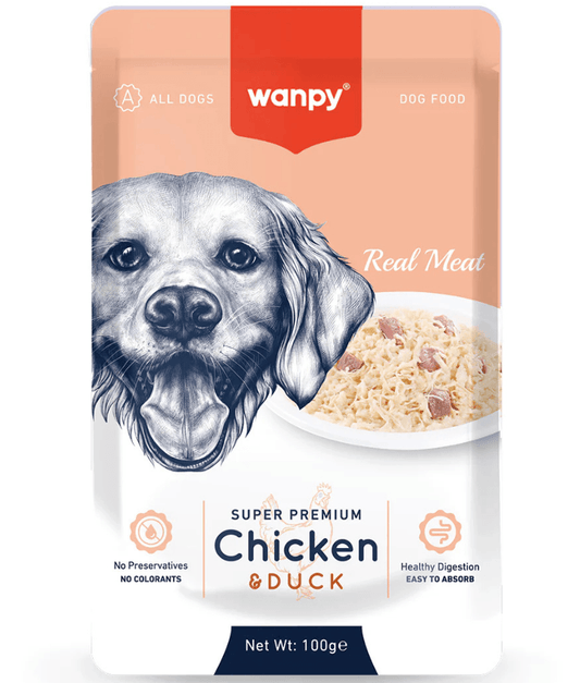 Wanpy - Chicken & Duck Fillet, Wet Dog Food, Easy Digestion, All Life Stages, All Breed Sizes - 100 g